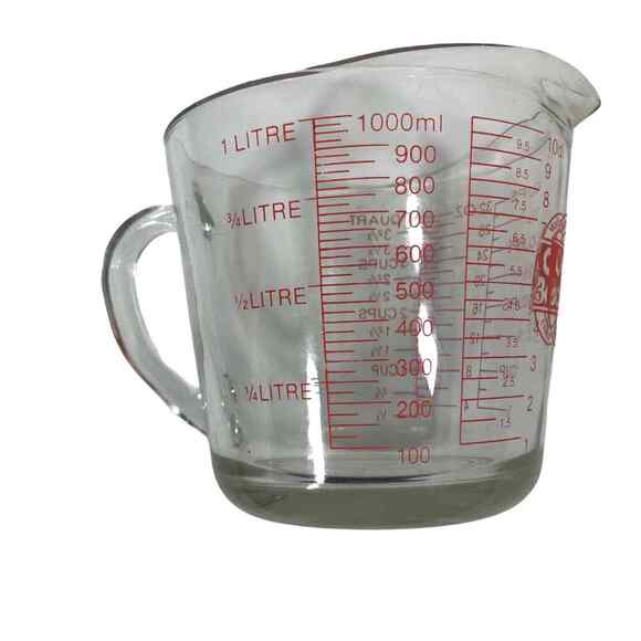 Vintage Anchor Hocking‎ Large Measuring Cup 4 Cup 32 oz. Glass Open Handle - Picture 6 of 6